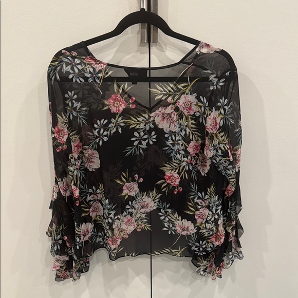 INTERMIX Black Sheer Ruffled Blouse - Picture 2 of 2